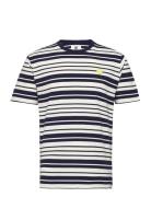 Ace Stripe T-Shirt Tops T-shirts Short-sleeved Navy Double A By Wood W...