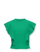 Kognella S/L Short Ruffle Top Jrs Tops T-shirts Short-sleeved Green Ki...
