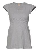 The-Shirt Frill Tops T-shirts & Tops Short-sleeved Grey Boob