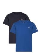 2 Pack Ss Tee Sport T-shirts Short-sleeved Blue Champion