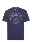 Varsity Tee Tops T-shirts Short-sleeved Navy Lee Jeans