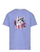 Photoprint Over D T-Shirt Tops T-shirts Short-sleeved Blue Tom Tailor