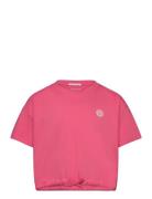 Cropped T-Shirt With Badge Tops T-shirts Short-sleeved Pink Tom Tailor