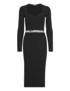 Lslv Logo Knit Dress Designers Knee-length & Midi Black Karl Lagerfeld