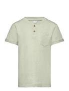Top Ss Essentials W Placket Tops T-shirts Short-sleeved Green Lindex
