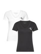 2-Pack Monologo V-Neck Tee Tops T-shirts & Tops Short-sleeved White Ca...