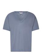 Rlx Linen Lyocell V-Nk Ss Tops T-shirts & Tops Short-sleeved Blue Tomm...
