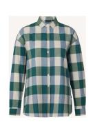Edith Organic Cotton Flannel Check Shirt Tops Shirts Long-sleeved Gree...