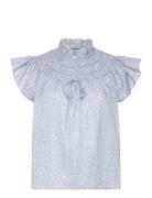 Floral Cotton Voile Blouse Tops Blouses Short-sleeved Blue Polo Ralph ...
