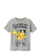 Nkmnoisi Pokemon Ss Top Noos Bfu Tops T-shirts Short-sleeved Grey Name...