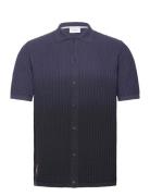 Dip Dab Knitted Shirt Tops Shirts Short-sleeved Blue Percival