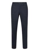 Checked Stretch Pants - Combi Pants Bottoms Trousers Formal Navy Lindb...