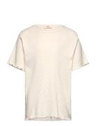 Pointelle Heart T-Shirt Tops T-shirts Short-sleeved Cream Copenhagen C...