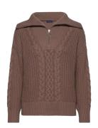 D2. Cable Half Zip Sweater Tops Knitwear Jumpers Brown GANT