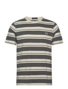 Stripe T-Shirt Tops T-shirts Short-sleeved Khaki Green Fred Perry