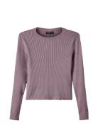 Nlffulla Ls Short Knit Tops T-shirts Long-sleeved T-shirts Purple LMTD