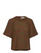 Bumpy Flower Rodgau Top Tops Blouses Short-sleeved Brown Mads Nørgaard