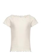 Top Stina Rib Tops T-shirts Short-sleeved White Lindex
