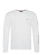 Tommy Logo Long Slee Tops T-shirts Long-sleeved White Tommy Hilfiger