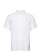 Box Fit Short Sleeved Linen Shirt G Tops Shirts Short-sleeved White Kn...