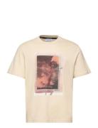 Photo Print T-Shirt Tops T-shirts Short-sleeved Cream Calvin Klein
