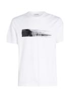 Brush Logo T-Shirt Tops T-shirts Short-sleeved White Calvin Klein