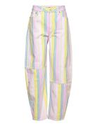 Stripe Denim Bottoms Jeans Wide Multi/patterned Ganni
