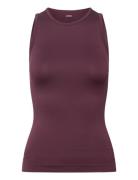 Women Seamless Tank Top "Rib" Sport T-shirts & Tops Sleeveless Burgund...