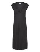 Visolira V-Neck Cap Sleeve Dress Knelang Kjole Black Vila