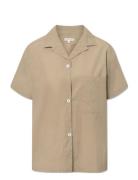 Victoria Shirt - Poplin Tops Shirts Short-sleeved Beige STUDIO FEDER