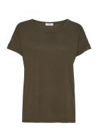 Mschfenya Modal Tee Tops T-shirts & Tops Short-sleeved Khaki Green MSC...