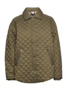 Quilted Jacket With Turn-Down Collar Vattert Jakke Khaki Green Esprit ...