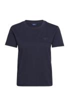 Reg Tonal Shield Ss T-Shirt Tops T-shirts & Tops Short-sleeved Navy GA...