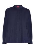 Women Blouses Woven Long Sleeve Tops Blouses Long-sleeved Navy Esprit ...