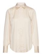 Regular Satin Shirt Tops Shirts Long-sleeved Cream GANT