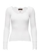 Rwbenita Ls O-Neck Lace Top Tops T-shirts & Tops Long-sleeved White Ro...