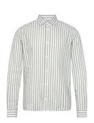 Jamie Cotton/Linen Striped Shirt Tops Shirts Casual Green Clean Cut Co...