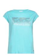 T-Shirt With Coster Print - Cap Sle Tops T-shirts & Tops Short-sleeved...