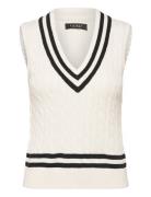 Cable-Knit Cotton Cricket Sweater Vest Vests Knitted Vests Cream Laure...