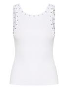 Drewgz Eyelet Tank Top Tops T-shirts & Tops Sleeveless White Gestuz