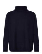 Curved Turtleneck Tops Knitwear Turtleneck Navy Davida Cashmere