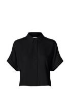 Slfviva Ss Cropped Shirt Noos Tops T-shirts & Tops Short-sleeved Black...