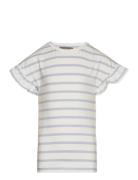 T-Shirt Ss Stripe Tops T-shirts Short-sleeved Blue Creamie