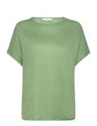 100% Linen T-Shirt Tops T-shirts & Tops Short-sleeved Green Mango