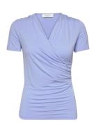 Viscose T-Shirt Tops T-shirts & Tops Short-sleeved Blue Rosemunde