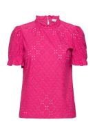 Vikawa S/S Flounce Top/Su - Noos Tops Blouses Short-sleeved Pink Vila