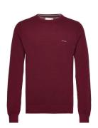 Cotton Pique C-Neck Tops Knitwear Round Necks Burgundy GANT