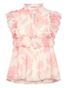 Flounce Chiffon Top Tops Blouses Short-sleeved Pink Stella Nova