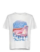 Scenery Print Ss T-Shirt Tops T-shirts & Tops Short-sleeved White GANT