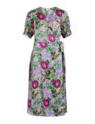 Vinaria S/S Wrap Midi Dress/Dc/Su Knelang Kjole Green Vila